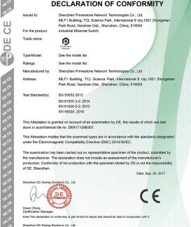 Certificates of IS5000 industrial switch