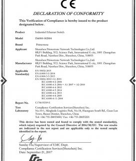 Certificates of IS6000 industrial switch