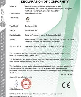 Certificates of IS5000 industrial switch